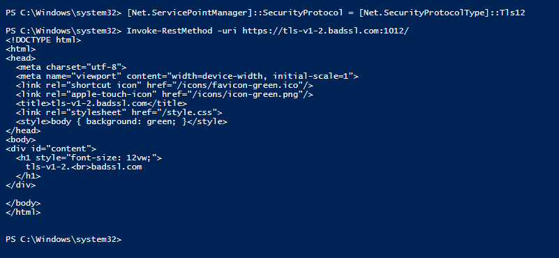 Successful PowerShell connection